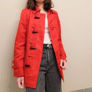 Red Dennis Basso Trench Coat